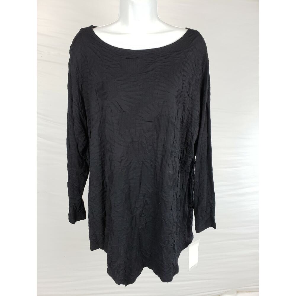 EDW Every Day Wear Spirithouse Womens Black Blouse Top Shirt L‎ Textured